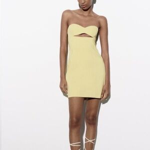 NWT Elegant Strapless Yellow Dress